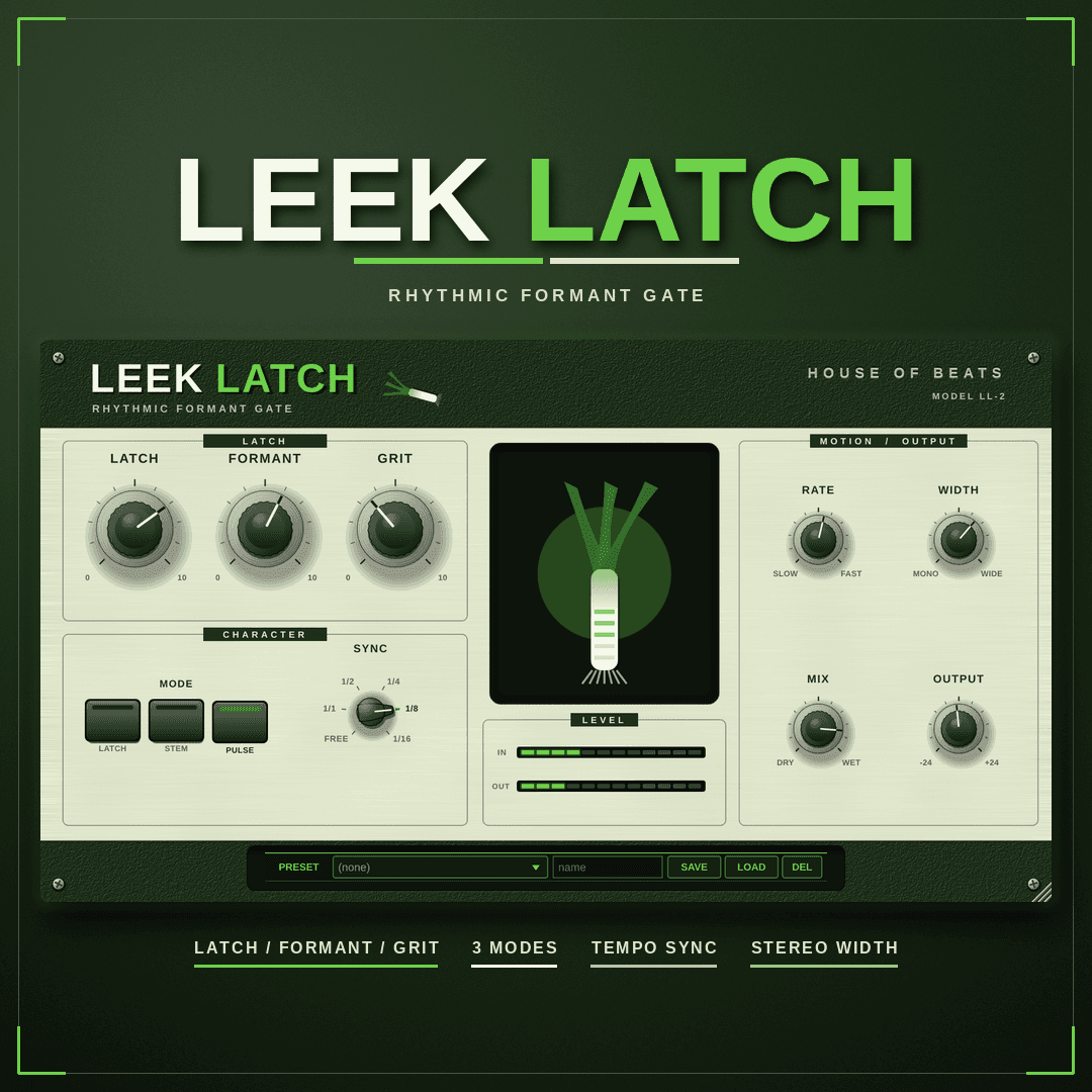 LeekLatch cover — latch · hold · green stem
