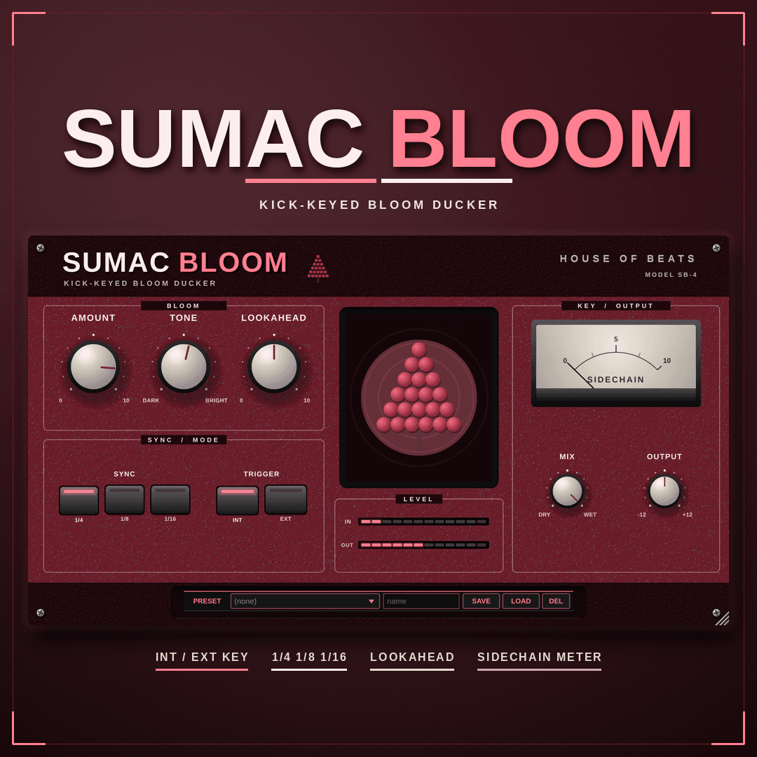 SumacBloom cover — pink bloom rings, SUMACBLOOM, INVERSE SIDECHAIN BLOOM